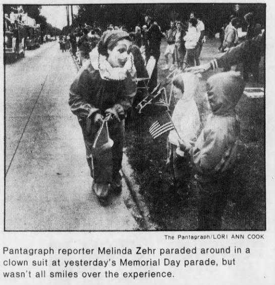 Parading around in a clown suit at yesterday's Memorial Day parade